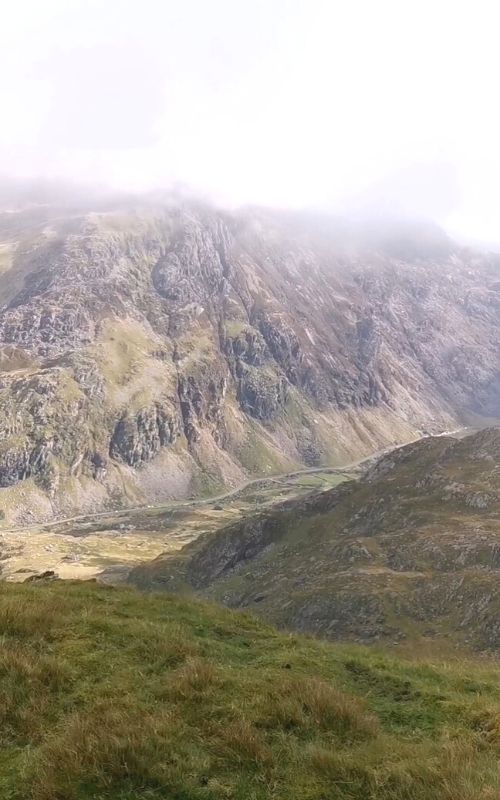 Spectacular views from the Snowdon Mountain Railway of the valleys and Snowdonia mountain range.