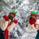 Two Elves in a snowy scene at the Winter's Tail at Chessington World of Adventures - one of the best Christmas events in Surrey.