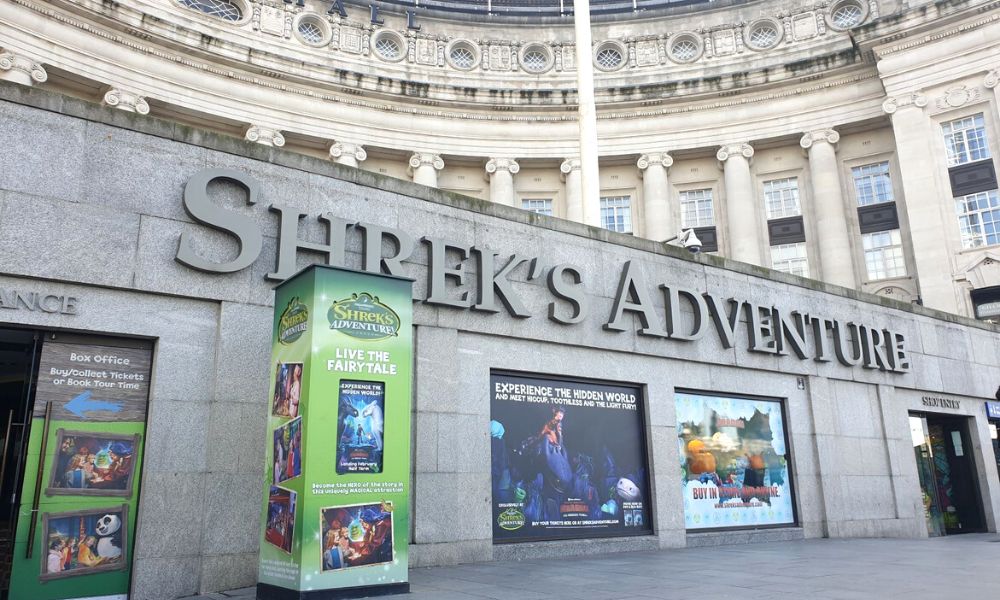Entrance to Shrek's Adventure in London.