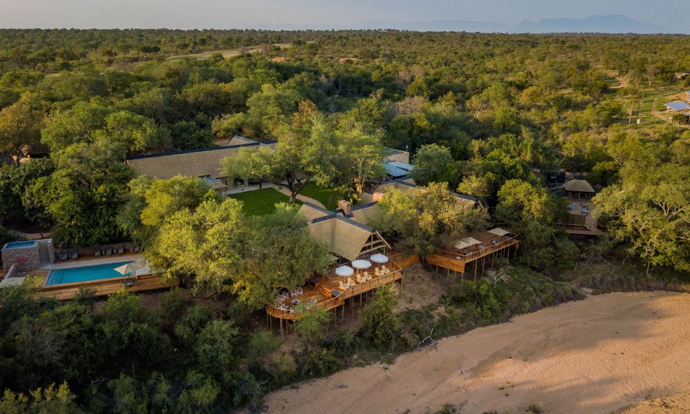 Aerial view of Thornybush Game Lodge for our complete Thornybush Game Lodge review.