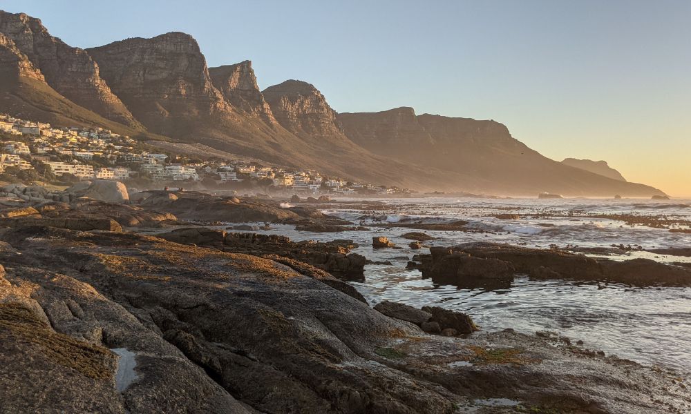 Atlantic Seaboard coast in Cape Town at sunset.