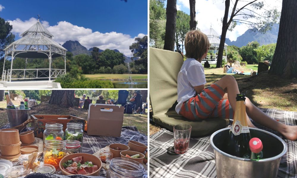 Enjoying the picnic at Boschendal Wine Farm - one of the best things to do in the Cape Winelands with kids.