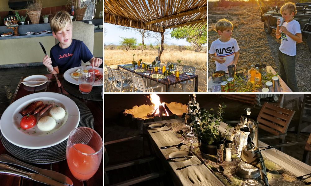 Food at Jackalberry Lodge in Thornybush Game Reserve in South Africa.