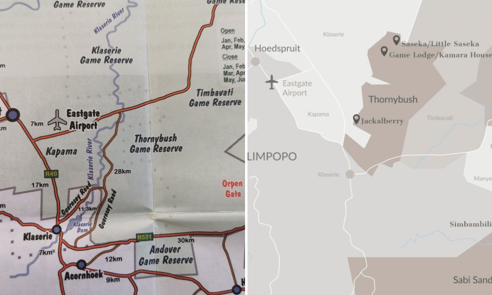 Map of Thornybush Game Reserve