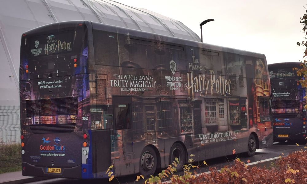 Warner Bros Studio Tour London shuttle bus.