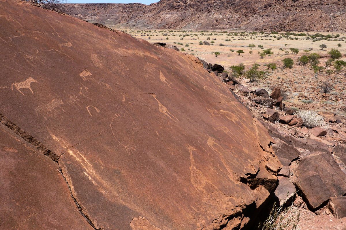Rock carvings at Twyfelfontein in Damaraland in Namibia - one of the most popular tourist attractions in Namibia.