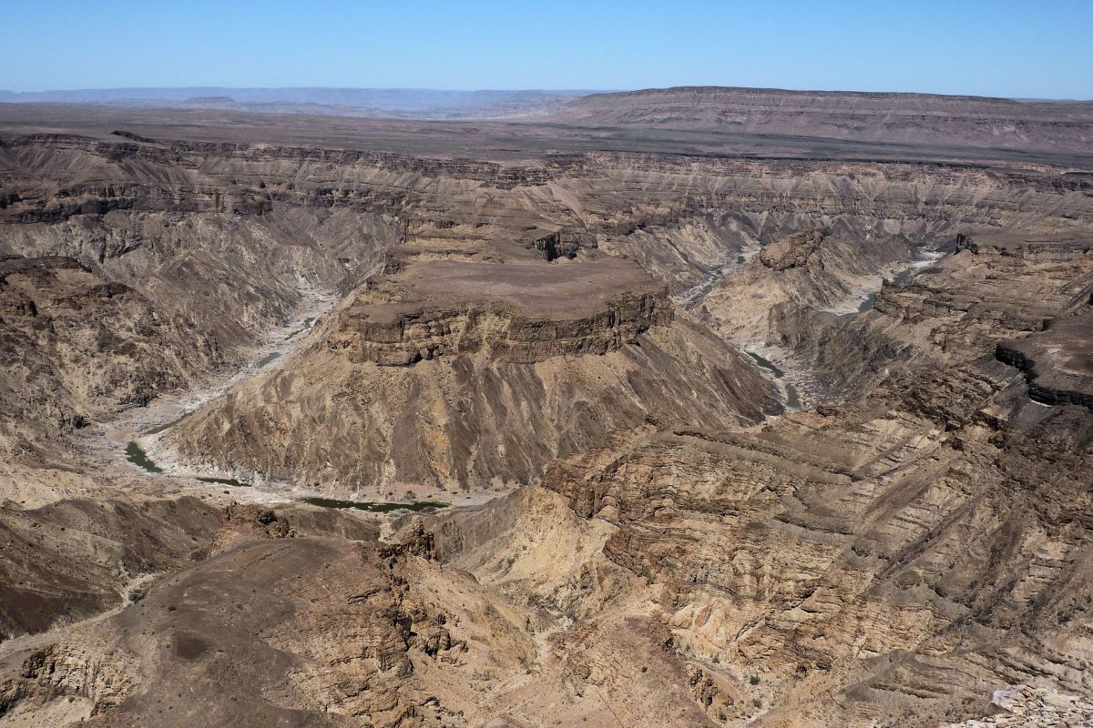 View of Hell`s Bend of the Fish River Canyon in Namibia - one of the most scenic places to visit in Namibia.