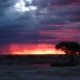 Beautiful sunset with thunderstorm rolling in over Etosha National Park.