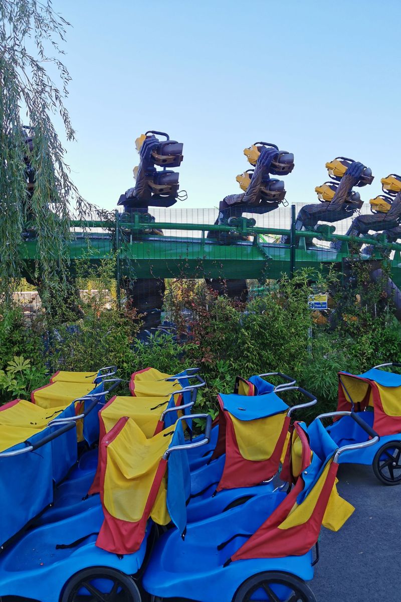 Buggies lined up at Chessington World of Adventures.