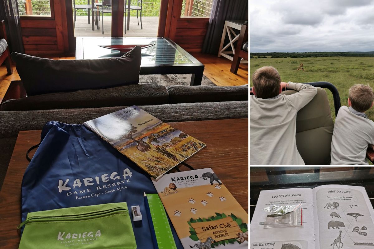 Kids welcome pack from Kariega Game Reserve for kids going on safari.